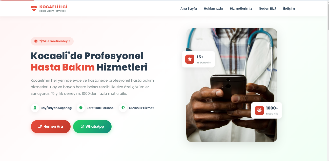 İlgi Bakım Hizmetleri Web Sitesi