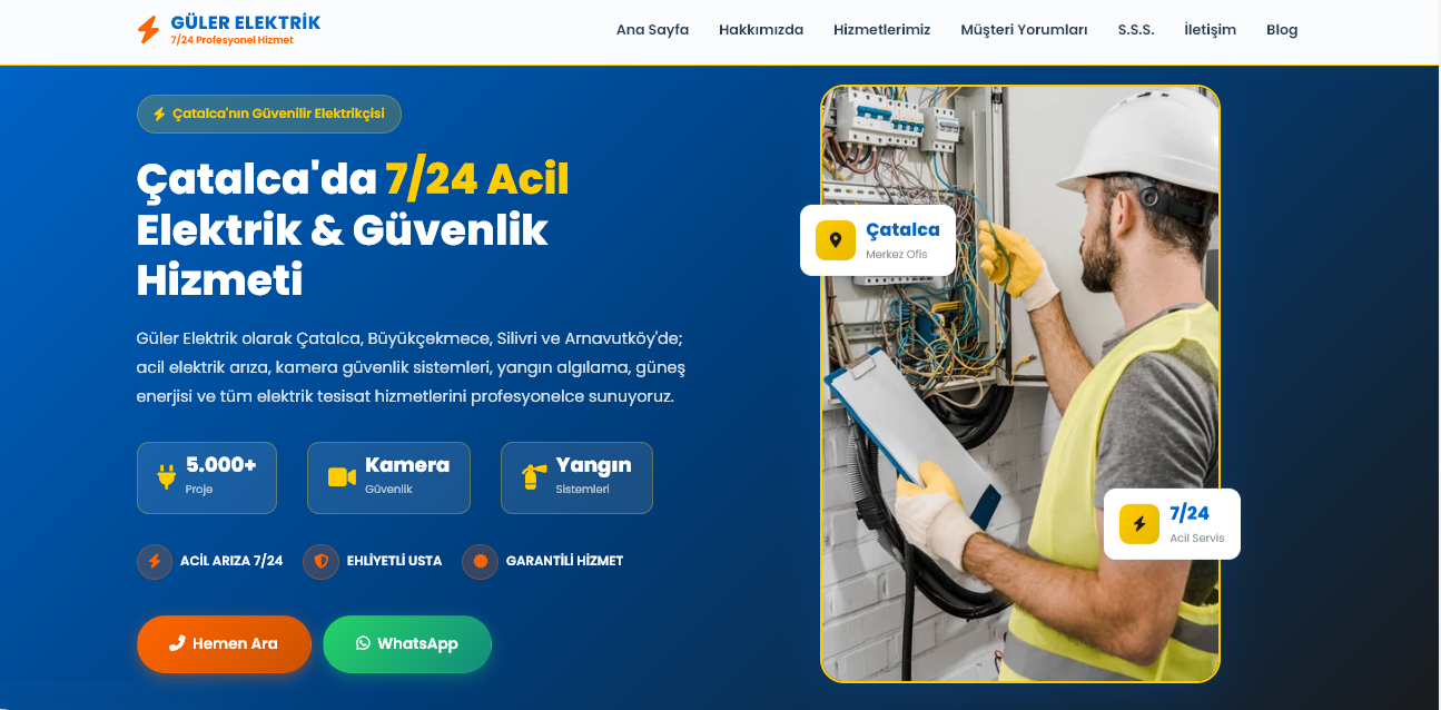 Güler Elektrik Web Sitesi